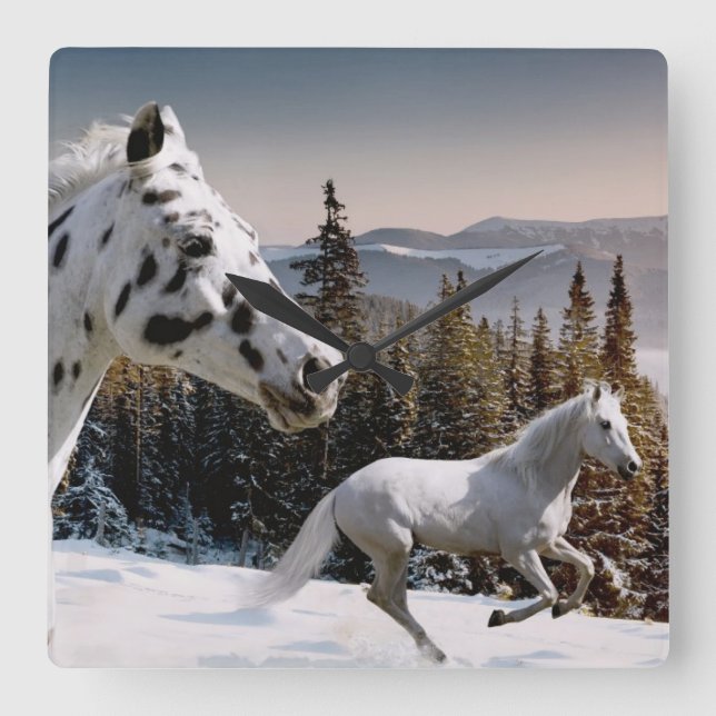 Vinterunderland Fyrkantig Klocka (Framsida)