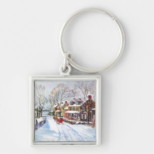 Vinterunderland Fyrkantig Silverfärgad Nyckelring