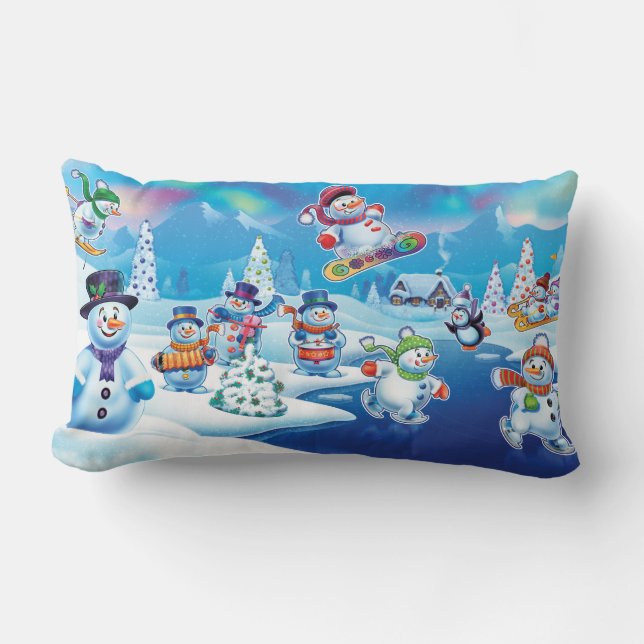 Vinterunderlandsnögubbear dämpar lumbarkudde (Framsida)
