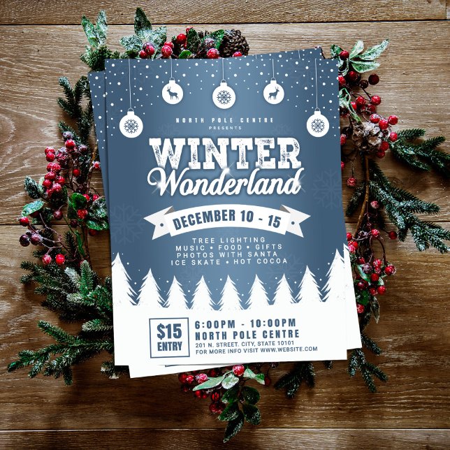 Vinterundret: Blå & Vit Holiday Flyer (Skapare uppladdad)
