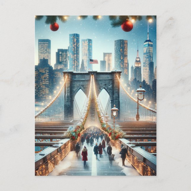 Vinterundret. Brooklyn Bridge - New York Helg Vykort (Framsida)