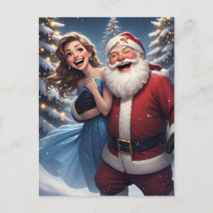 🎄 Vinterundret Santa & Snöjungfrun ❄️Festlig Vykort