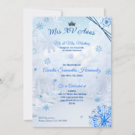 Vinterundret Snöflinga Quinceañera Inbjudan