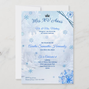 Vinterundret Snöflinga Quinceañera Inbjudan
