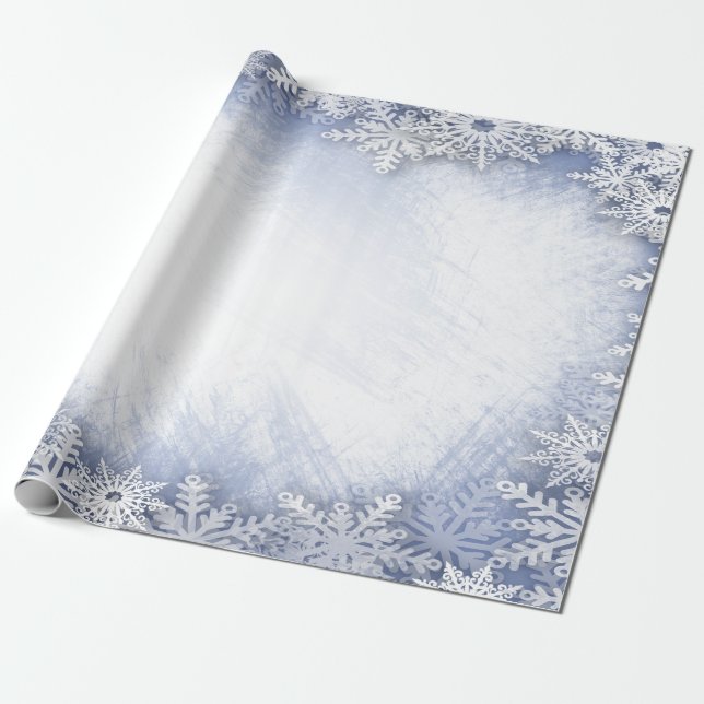 Vinterundret,Snöflingor Blå Högtid Presentpapper (Utrullad)
