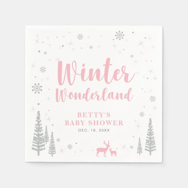 Vinterundret Vinter Babyshower Pappersservett (Framsidan)