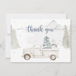 Vinterundretland, snöiga djur och lastbil tack kort