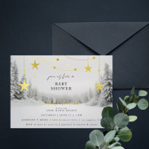 Vinterundrets Chic Grå Guld Bebis Shower