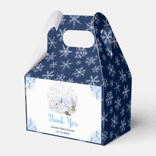Vinterundrets djur Baby Shower Tacksamhetskort Presentaskar (Framsidan Sidan)