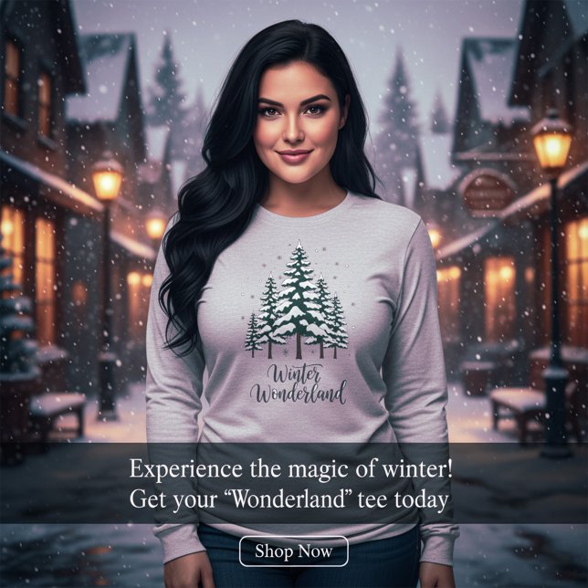 Vinterundrets Handskrivna Tallträd T-Shirt (Winter Wonderland Handwritten Pine Trees T-Shirt
)