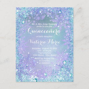Vinterundrets lila turkos Quinceanera Inbjudningar