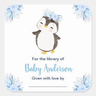 Vinterundrets pingisbarn Babyshower exlibris Fyrkantigt Klistermärke