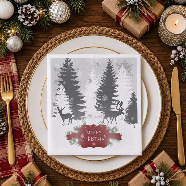 Vinterundrets servett - Röd (Red Winter Wonderland Paper Napkins)