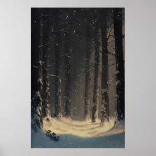 Vinterundrets Skog Väggkonst Snöig Skogsmark