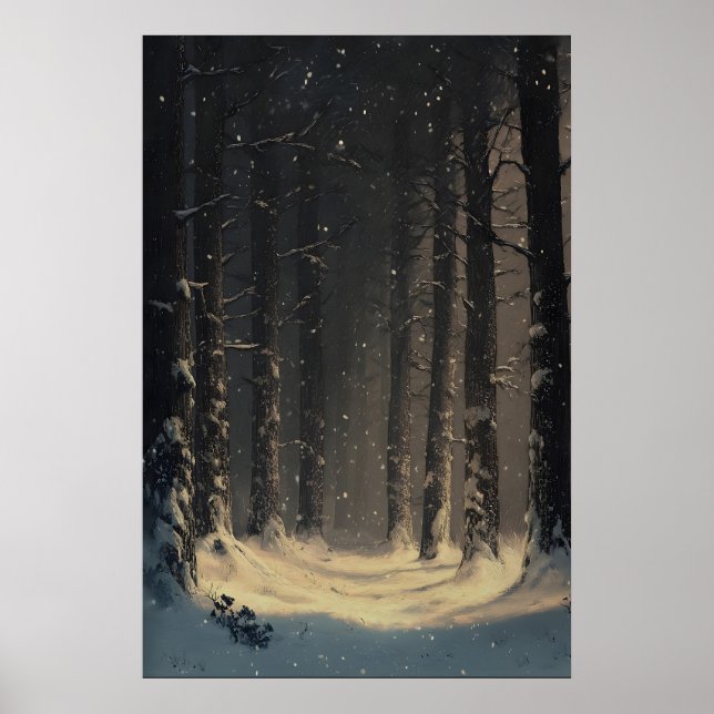 Vinterundrets Skog Väggkonst Snöig Skogsmark (Framsidan)