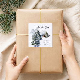 Vinterundrets skogs hjort Tack Fyrkantigt Klistermärke