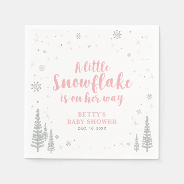 Vinterundrets snö baby shower pappersservett (Framsidan)