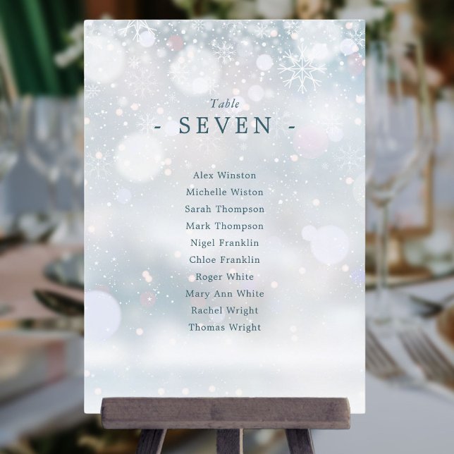 Vinterundrets snö sittplan bord nummer (Winter Wonderland Snow Seating Plan Table Number)