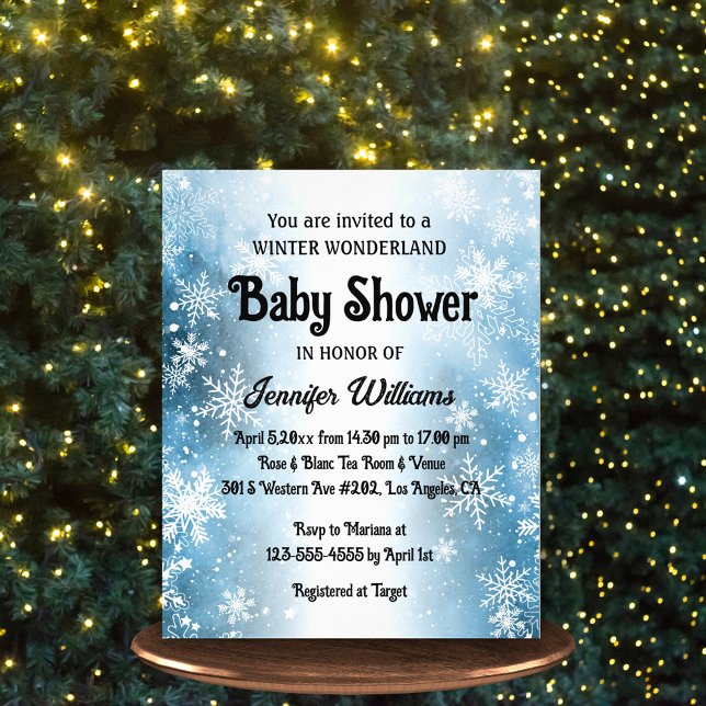 vinterundrets snöflingor elegant bebisfest   reklamblad (Skapare uppladdad)