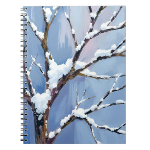 Vinterundrets snöiga trädgrenar målade anteckningsbok
