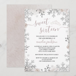 Vinterundrets Sweet Sixteen Blush Tiara Inbjudningar