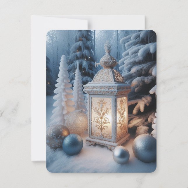 Vinterutsmyckad Frostad Lykta Julkort (Framsida)