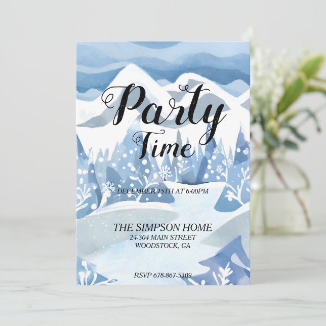Vintervackra akvarellinbjudan inbjudningar (Stående Fram)