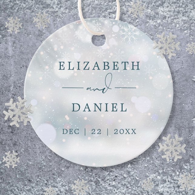 Vintervackra snöbröllop tack gåvor etiketter (Winter Wonderland Snow Wedding Thank You Favor Tags)