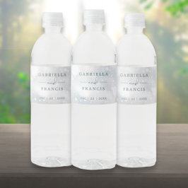 Vintervackra snöbröllop vattenflaskor etikett