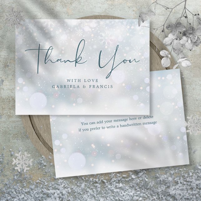 Vintervackra snöflingor bröllop tack kort (Winter Wonderland Snowflakes Wedding Thank You Card)