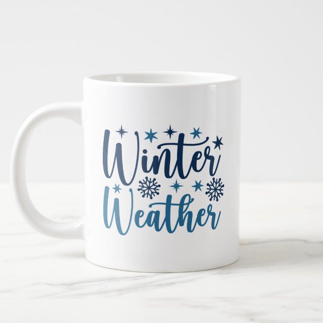 Vinterväder - snötypografi för Helgdag Jumbo Mugg (Vänster)