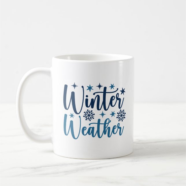 Vinterväder - snötypografi för Helgdag Kaffemugg (Vänster)