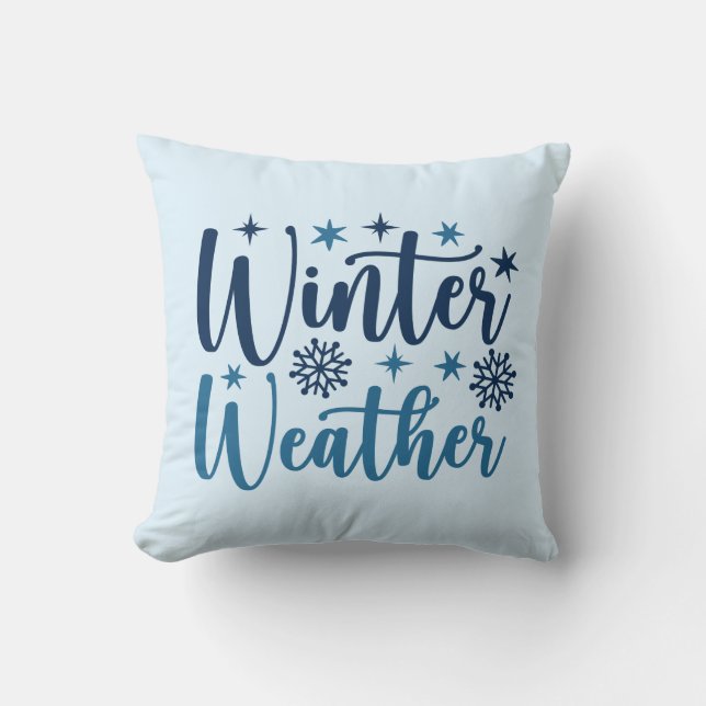 Vinterväder - snötypografi för Helgdag Kudde (Framsida)