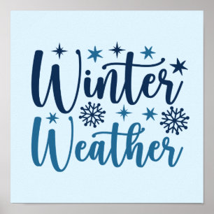 Vinterväder - snötypografi för Helgdag Poster