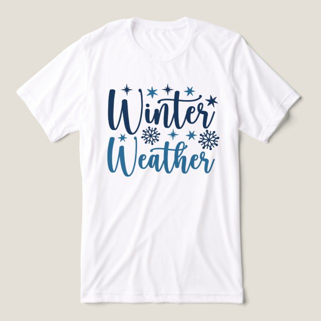Vinterväder - snötypografi för Helgdag T Shirt (Design Framsida)