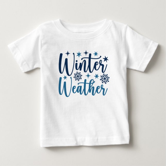 Vinterväder - snötypografi för Helgdag T Shirt (Framsida)
