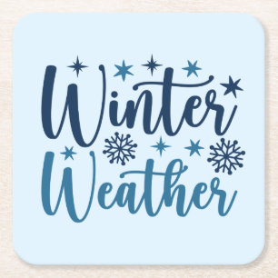 Vinterväder - snötypografi för Helgdag Underlägg Papper Kvadrat