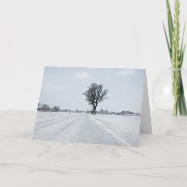 Vinterväg på landsbygden helgkort (Framsida)