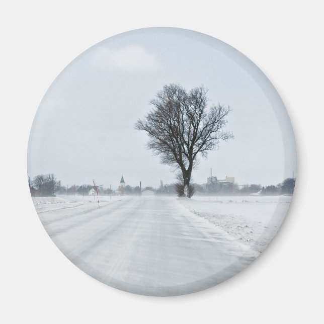 Vinterväg på landsbygden magnet (Framsidan)