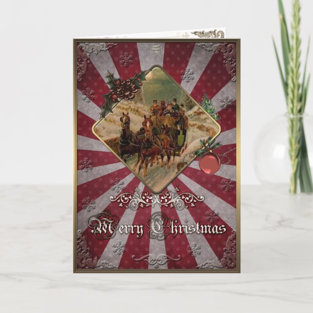 Vintervägen är en hästdragen vagn. helgkort (Framsida)