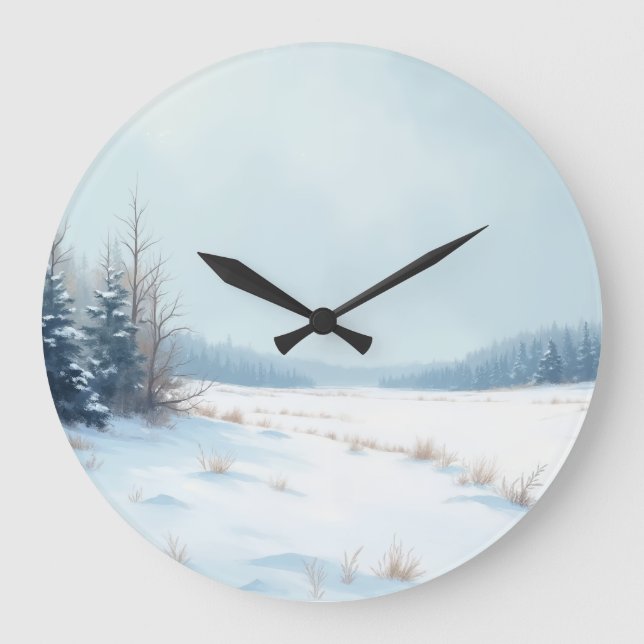 Vinterväggsklockan Snowy Stor Klocka (Framsida)