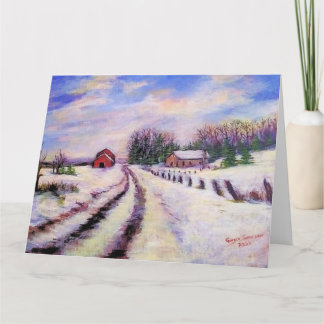 Vintervägs originallandskap Art Greeting Card Kort