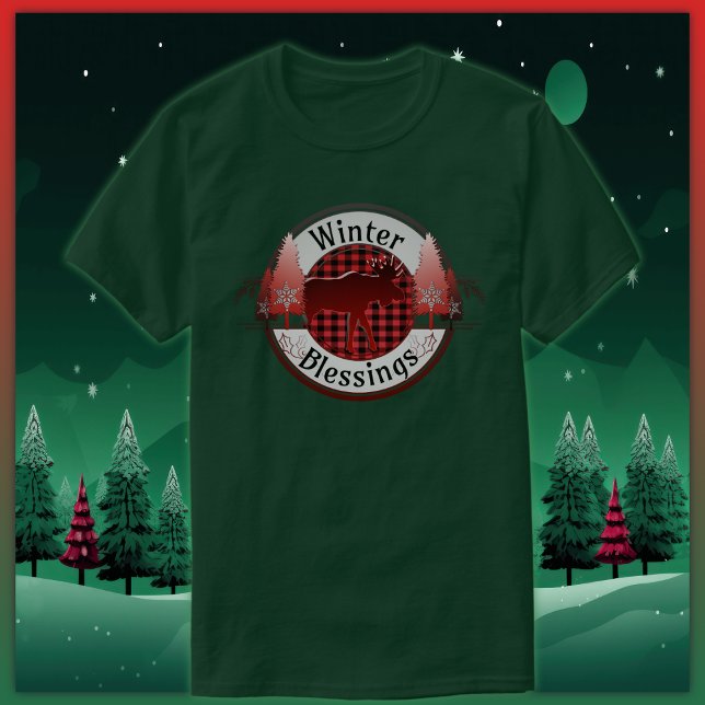 Vintervälsignelser, påsatt moose Badge T Shirt (Skapare uppladdad)