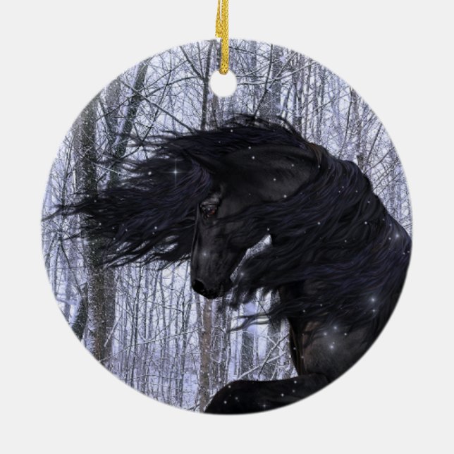 Vintervandrings Friesian-hästprydnad Julgransprydnad Keramik (Baksidan)