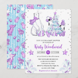 Vintervänner Isbjörn & Pingviner Baby Shower Inbjudningar