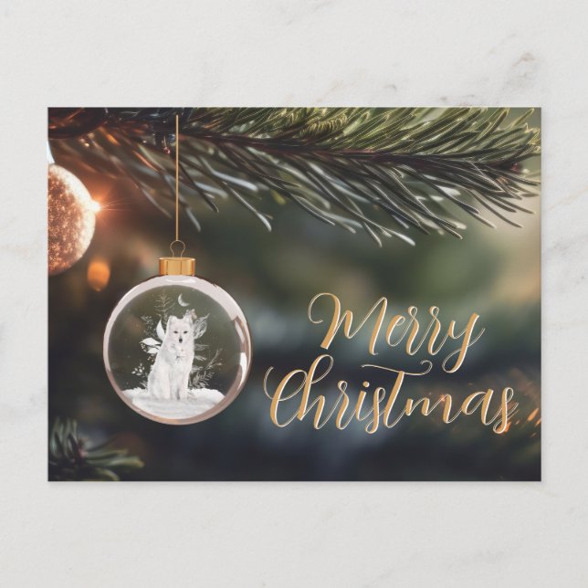 Vintervarg med blommor julkort vykort (Framsida)