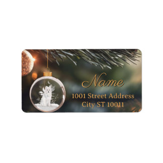 VinterVarg med julkort för Blommigtar Adressetikett