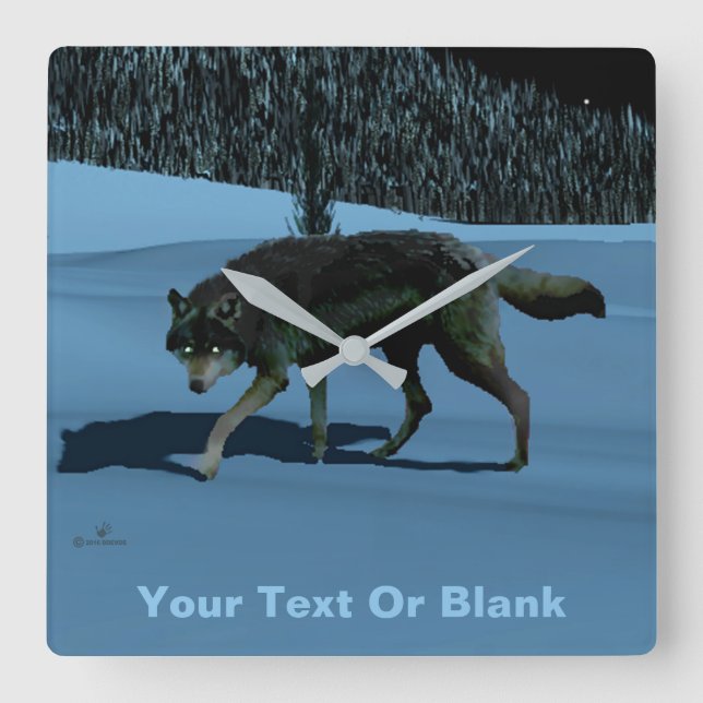 Vintervarg - Tapetum Lucidum Fyrkantig Klocka (Framsida)