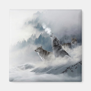 VinterVargar med Snö Howling Magnet