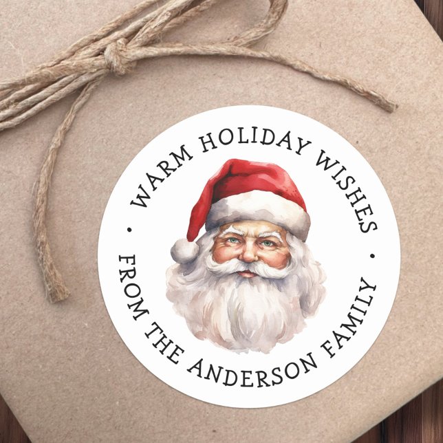 Vintervarmen i tomten önskemål runt klistermärke (Cute dopey gingerbread man warm winter wishes classic round sticker)